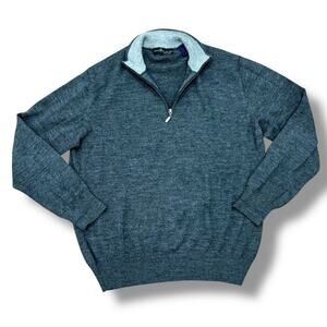 Peru Unlimited Men’s Size M Gray 100% Baby Alpaca Wool 1/4 Zip Sweater Golf